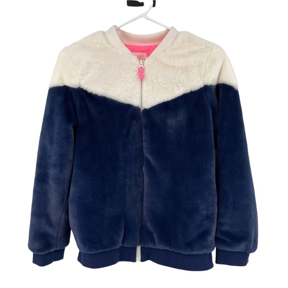Cat & Jack Faux Fur Blue White Jacket Size XL (14/16) Girl’s - Picture 1 of 7